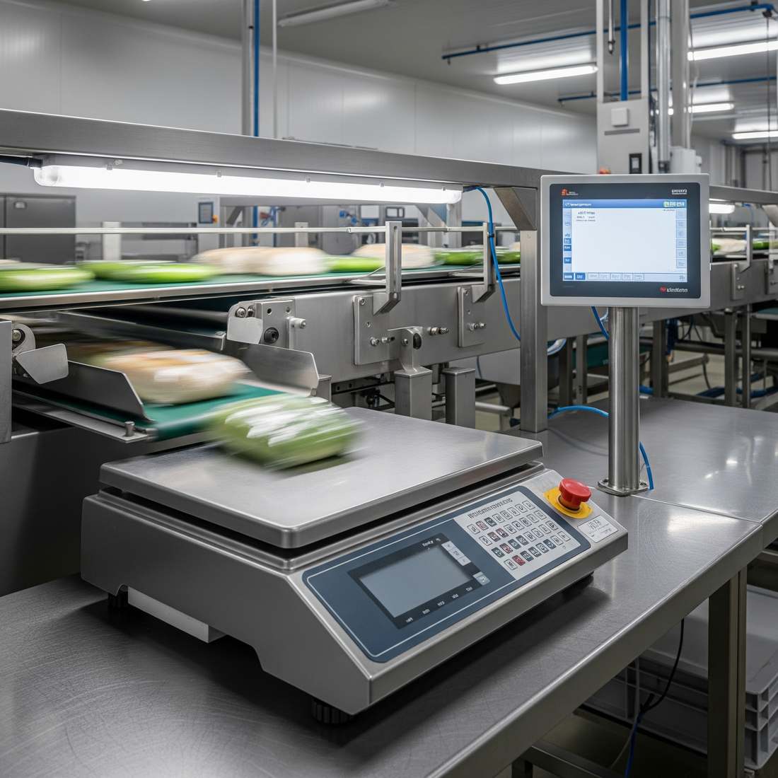 Una bilancia elettronica per il settore industriale alimentare.